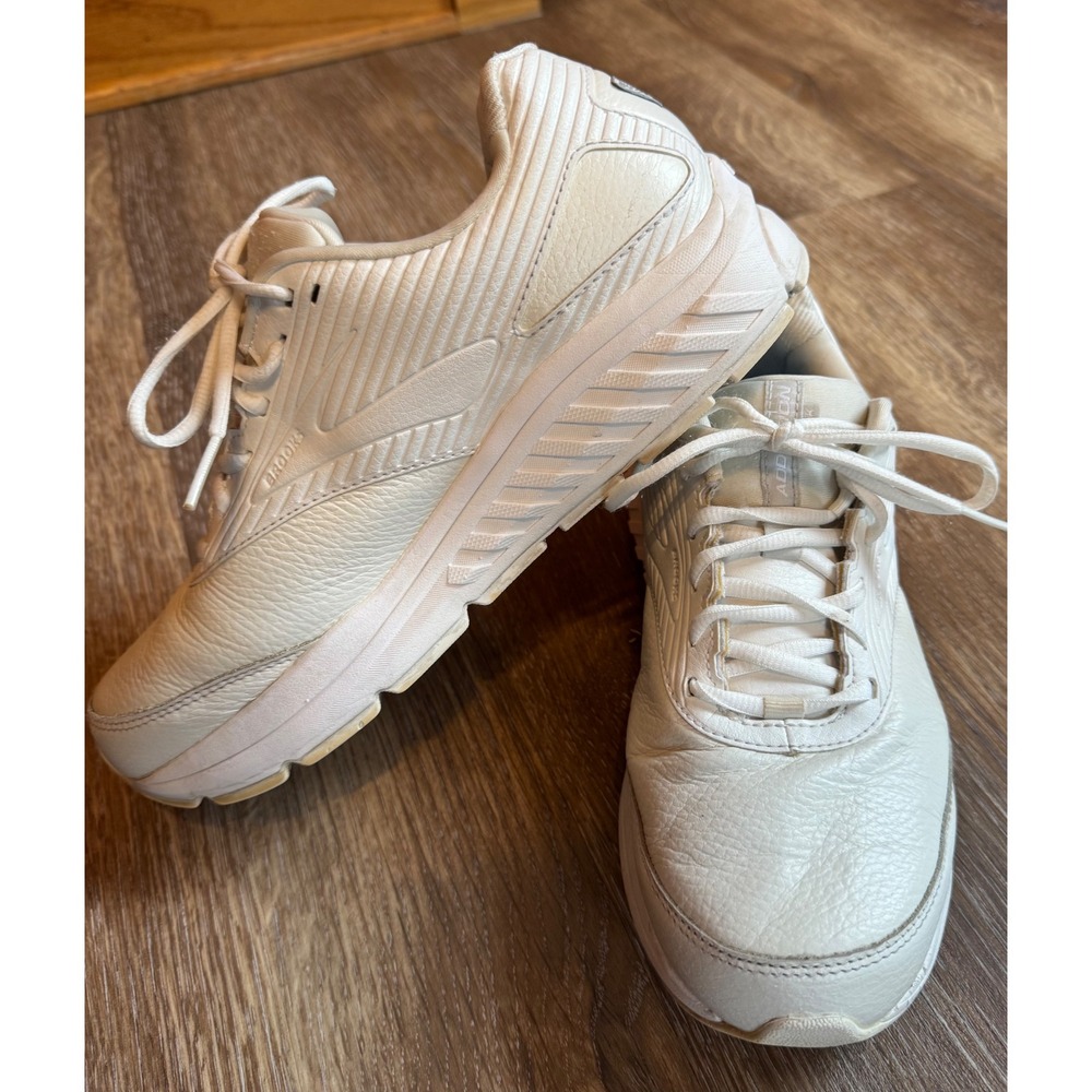 Brooks Addiction Walker 2 White Leather Walking Shoes Mens 10.5 Wide 1203071D14